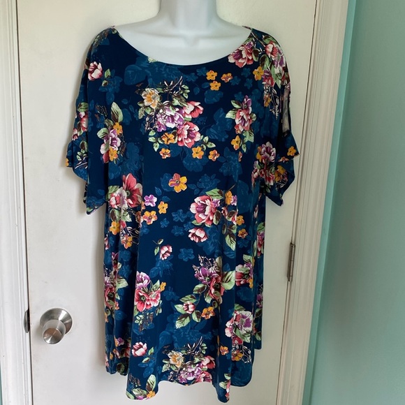Chris & Carol floral rounded hem shift dress VGUC - Picture 1 of 4